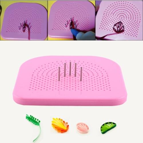 Beautiful Pink+Silver Paper Craft DIY Quilling Tool Roll Quillers Guide Grid Wrapped Tray + 20 Needles Origami Creations Tools