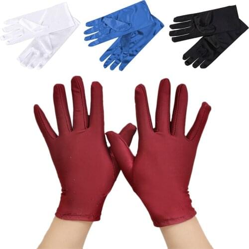 Summer Spandex Short Gloves Women Sexy Black White Thin Driving Sunscreen Elastic Stretch Mittens Anti-UV Dance Dressy Gloves