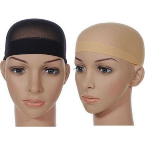 Mayitr 2pcs Unisex Stretchable Elastic Stocking Wig Cap 2 Colors Professional Mesh Hair Wig Net For Hairnet