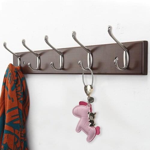 Bamboo European Style coat rack wall mounted coat rack living room clothes hook bathroom metal hooks key rack wooden coat rack