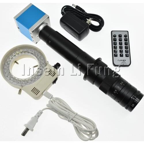 16MP 1080P HDMI USB Microscope Camera+130X 180X 300X 400X 600X Adjustable Magnification 25mm Zoom C-mount Lens+LED Light Source
