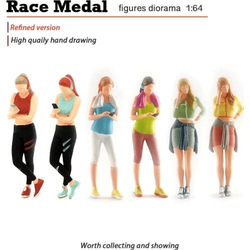Racemedal Resin Model 1:64 Proportional Motion Series Young Beauty Static Handheld Micro Scene Shooting Character
