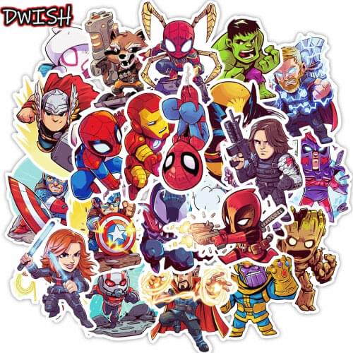 Cartoon Disney Marvel Stickers Anime Frozen The Avengers Mickey Waterproof Luggage Skateboard Guitar Laptop Sticker Kids Toys