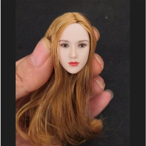 New 1/6 Asia Beauty Female Laura Head Carving Hair Head F 12'' TBLeague Figure long black hair pale skin Women Head Sculpt