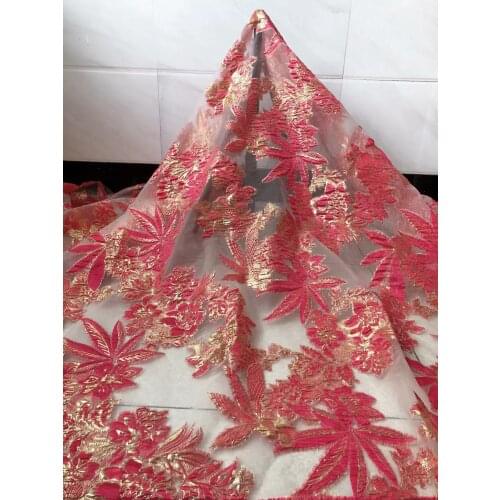 New design High Quality African Lace Embroidered Brocade Lace Organza french Tulle Lace Fabric for nigeria party dress