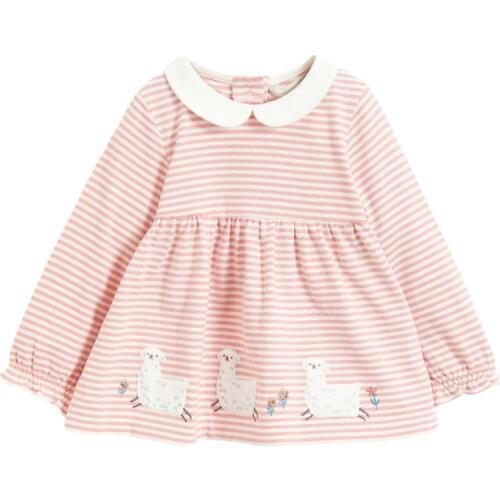 Autumn Toddler Girl Fall Clothes Designer Brand Kids Luxury Shirt Casual Cotton Striped Sheep T Shirt for Kids 2-7 Years