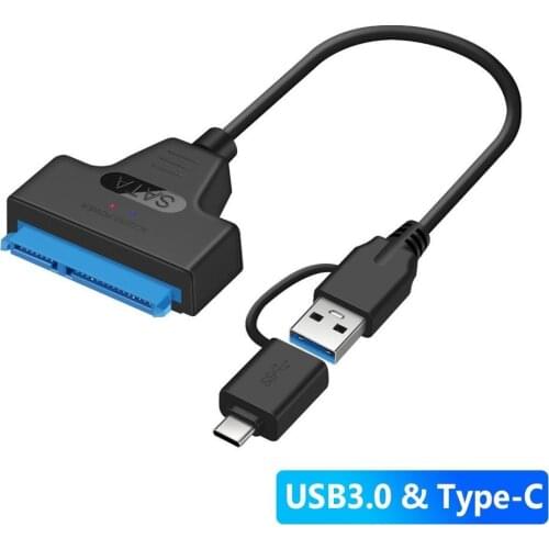 2 in 1 USB 3.0 Type-C to 22Pin SATA Adapter 2.5inch HDD SSD Hard Drive Cable