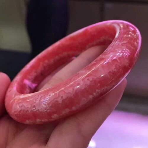 Genuine Natural Rhodochrosite Gemstone Women Bangles Inner Diameter 53mm Lady Fashion Crystal