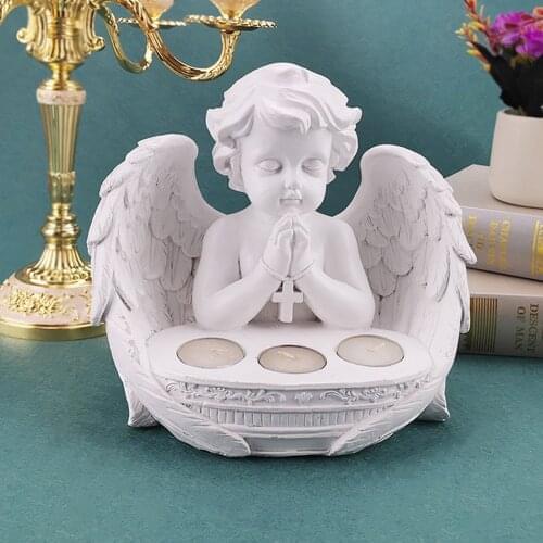 Angel Candle Holder Decoration Statue Table Resin Figurine Sculpture Ornaments Candlestick European Durable Office Home Decor