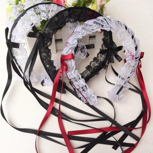 Free shipping lolita lace bow ribbon women hairbands girls headbands ladys headwear hair accessories headwrap