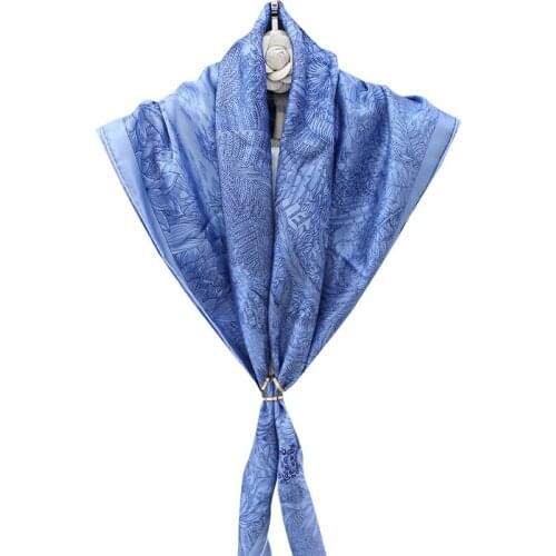 Twill Silk Scarf 34" x 34“ Wraps Foulard Womens Head Scarves Hijab Flower Printed