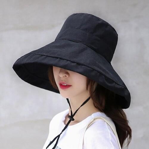 Outdoor Sun Hat Bucket Hats for Women Sun Protection Summer Flap Cover Cap Cotton Sun Shade Hat with Neck Cord
