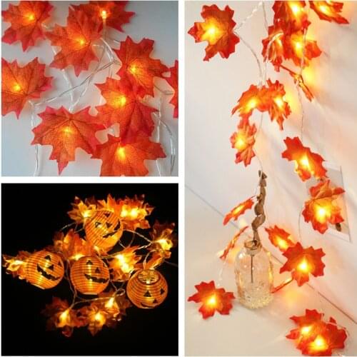 Battery Operated Led Garland Decor Maple Leaves Fairy String Lights Christmas Decorations for Home Room Holiday Lights Halloween