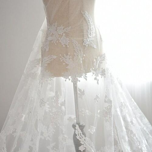 High-end Embroidery Lace Fabric Wedding Dress Handmade Diy Material For Dress Clothing Skirt