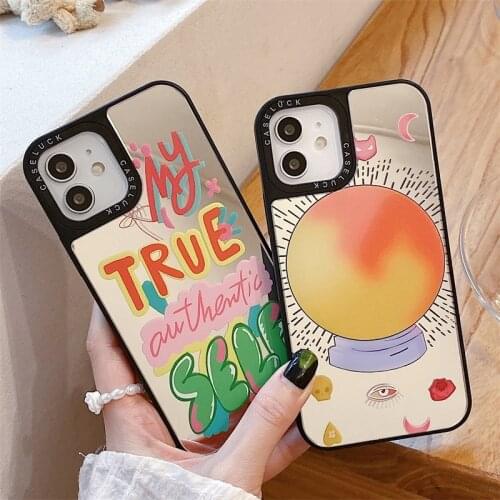 Luxury Mirror Case For iPhone 12 Pro Max Mini SE 2020 7 8 Plus 11 Pro XS Max X XR Cartoon Light Bulb Letter Cover iphone11 Cases
