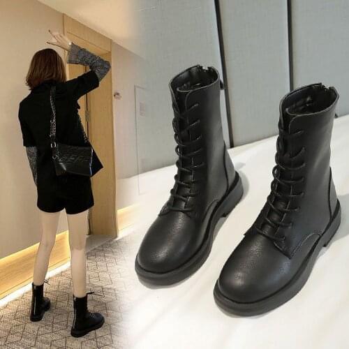 Ankle Boots for Women 2020 Autumn Motorcycle Boots Thick Heel PlatfoAnkle Brm Shoes Woman Slip on Round Toe Fashion Boots