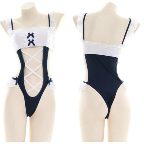 Womens Lingerie One Piece Hollow Out Bodysuit Stripper Clothes Maid Outfit Sexy Costume Exotic Body Suit Jumpsuit Sleepwear New