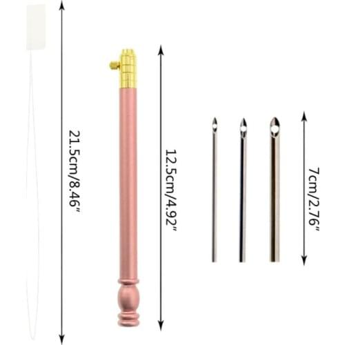 C5AC 1 Set Embroidery Crochet Hook with 3 Needles Punch Threader Knitting Sewing Tool Accessories DIY Crafts