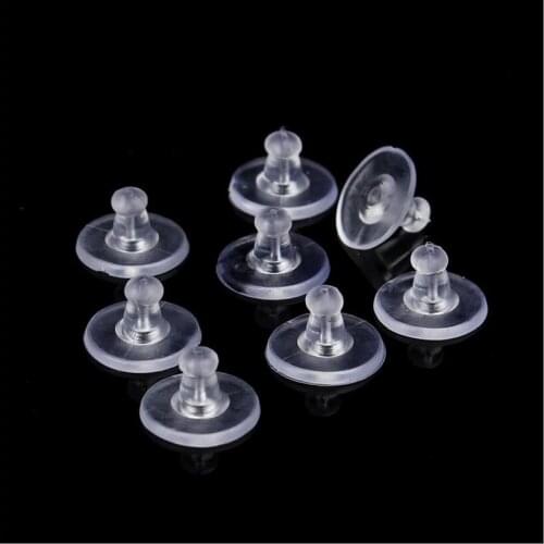 100PCS Earrings Accessories Rubber Back Silicone Round Ear Plugging Blocked Plastic Earring Back Stoppers DIY Jewelry Component