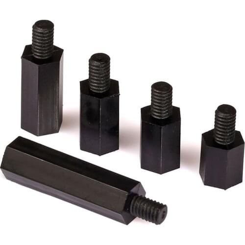 100pcs M2.5 Black Nylon Standoff Spacer Male Female Plastic Hex Column Screws for PCB Motherboard M2.5*5/6/8/10/12/15/20+6