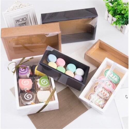 100Pcs/Lot Transparent Black White Brown Kraft Paper gift Box Package Candy Favors Arts&Krafts Display Package Box Wholesale