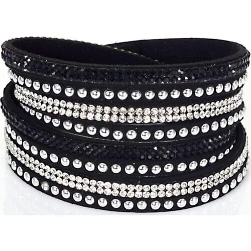 12pcs Wholesale pulseras mujer double bracelets for women handwork rhinestone bracelets with full crystal bracelets & bangles