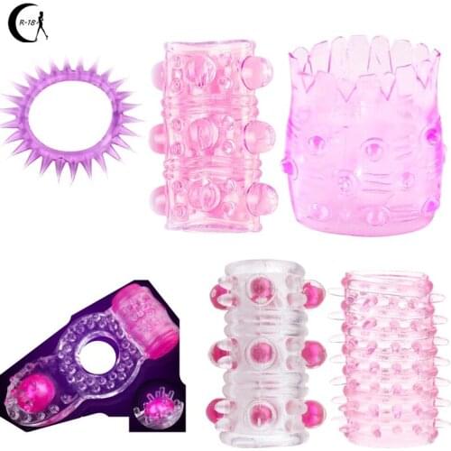 5pcs/Set Soft Silicone Cock Ring Penis Sleeve Elastic Vibrating Rings Time Delay Ejaculation Penis Extender Sex Toys for Men