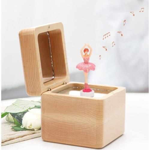 8.2*8.3CM Ballerina Girl Dancing Mirror Storage Wood Music Boxes for Girls Home Decor Wedding Souvenir Christmas New Year Gifts