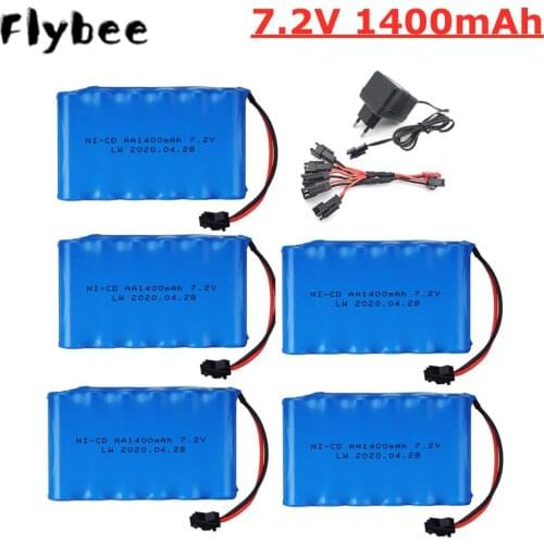7.2V 1400mAh NiCD rechargeable battery with charger For RC toys Car Tanks Trains Robot Boat Ni-CD AA 700mah 7.2v Battery