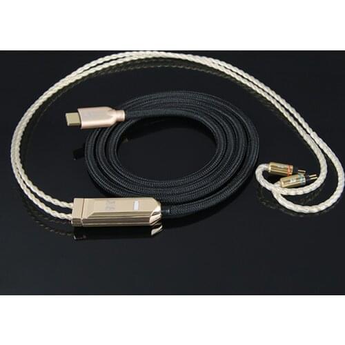 RANKO ACOUSTICS RAC-6080 5N OCC Gold-Plated Silver Cable with Built-in DAC AMP Type C to 078/MMCX up to DSD512/32bit/768KHz MQA
