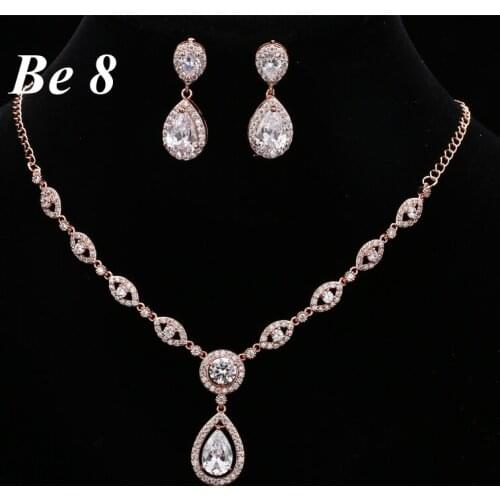 Be8 Brand Beautful Shiny Water Drop Cubic Zirconia Jewelry Sets Women Bridal Gifts White Gold Color Earring Necklace Sets S-019