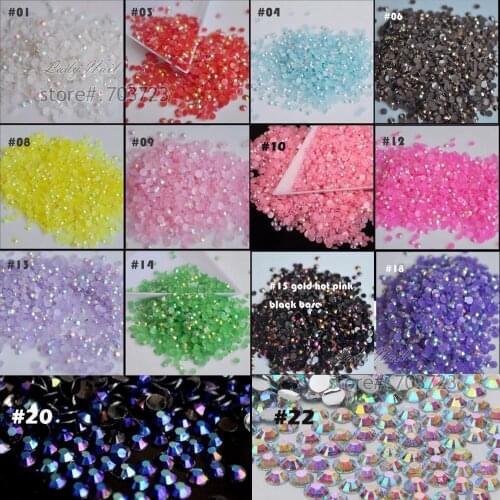 1000pcs 3mm AB Milk Jelly FlatBack Resin Rhinestones DIY Nail Art Mobile Phone SS12 Loose Beads Stones 18 Colors for Slection