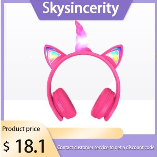 Unicorn cat ear bluetooth headset children learn to listen lessons and gaming can call earphones cute anime gift cool headphones