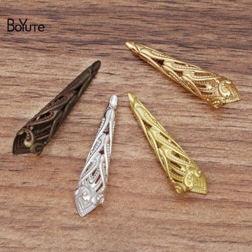 BoYuTe (50 Pieces/Lot) 9*35MM Metal Brass Filigree Flower Bead Caps Findings Diy Hand Made Jewelry Accessories Wholesale