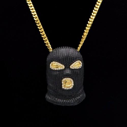 Ice Out Black The Masked Hero Necklace Star Jewelry Men Hip Hop Dance Charm Cuben Chain Hiphop Golden Silver Chain