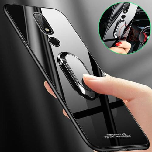 For Nokia 6.1 Plus Case X6 7.1 x7 8.1 Tempered Glass Magnetic Ring Holder Phone Case for NOKIA 7 7.1 Plus Back Cover Capa