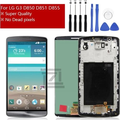 For LG G3 LCD D850 LCD Display with Touch Screen Digitizer Assembly With Frame For D851 D855 LCD repair parts Free Shipping