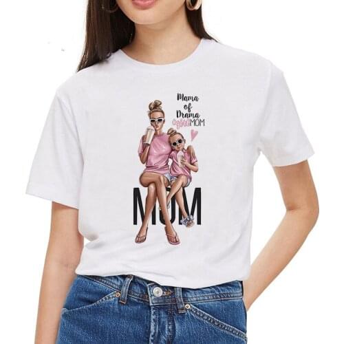 Vogue Super Mama T Shirt Mom and Children Daughter Print Tshirt Femme Mom Life Graphic Tees Women White Summer Top T-shirt