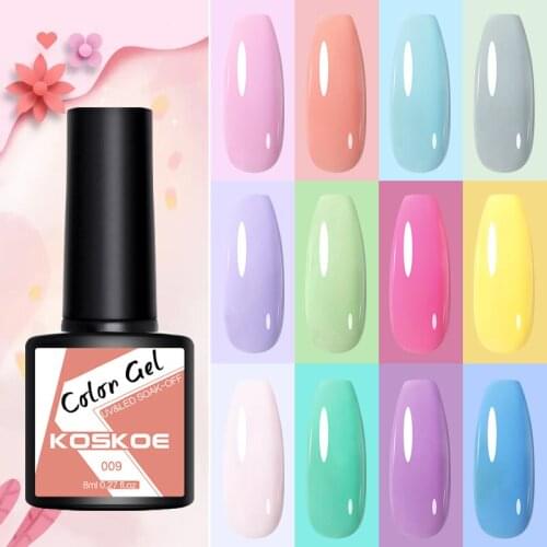 KOSKOE Gel Nail Polish 8ml Plastic Bottle Soak Off Semi Permanent UV LED Base Top Coat Nail Gel Polish For Manicure