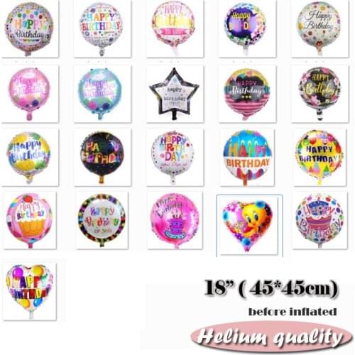 18" helium balloons Happy Birthday decoration party supplies, Kids toys circle/ heart/ star shape aluminum foil ballon 50pcs