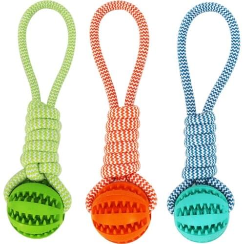 Pet Toy Ball Dog Toy Grind Teeth Clean Teeth Leaky Food Ball Rubber Dog Toy Chew Toys Pet Supplies Cotton Rope Leaking Food Ball