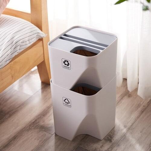 Kitchen Trash Can Stacked Sorting Household Dry Wet Separation Compostador Sorted Cubo Basura Waste Bin Rubbish For Bathroom E5