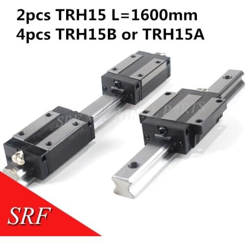 2pcs TRH15 L=1600mm Square Linear Guide Rail with 4pcs TRH15B/TRH15A Carriage Slides