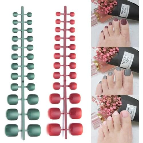 24PCS/Set Toe False Nails Sticker Natural/White/Clear French style Artificial Soft Foot Fake Nails Art Manicure Tools Fashion