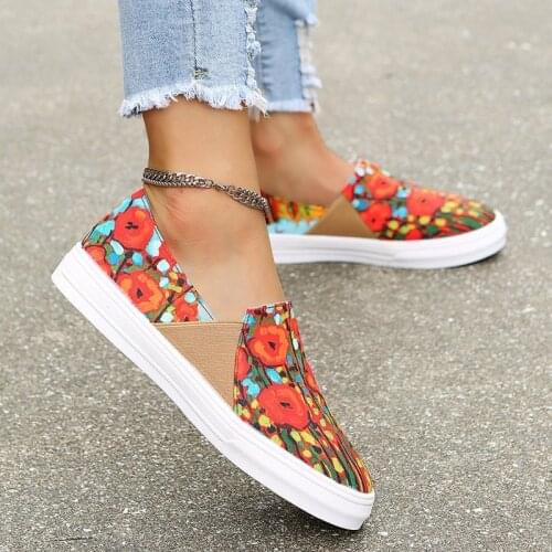 New style ladies casual shoes fashion patchwork comfortable flat canvas shoes for women