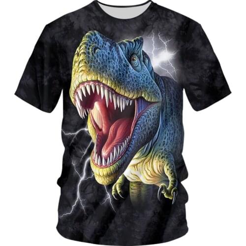 OGKB Mens 3D Dinosaur Printed T Shirt Summer Kids Cartoon Animal T-shirt Casual Women Short Sleeve Shirt Dropshipping Oversize