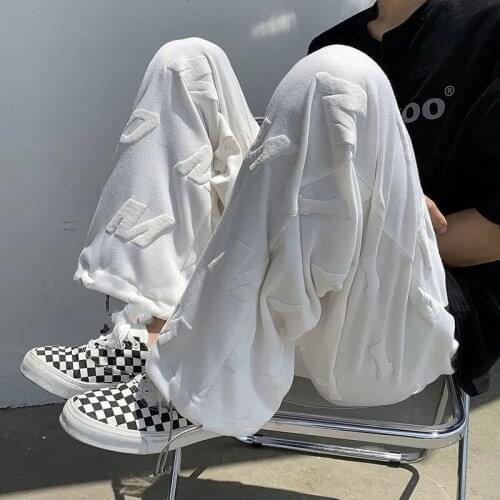 Casual Wide Pants Men Loose Sport Sweatpants Streetwear Harajuku Skateboard Pants Techwear Ankle Length Trousers