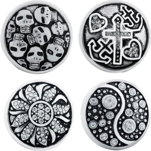 SH213 HOT skull cross sun yin and yang OM 18mm Metal Snap Button high quality