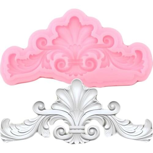 Scroll Relief Cake Border Silicone Mold DIY Leaves Cupcake Fondant Cake Decorating Tools Candy Clay Chocolate Gumpaste Moulds