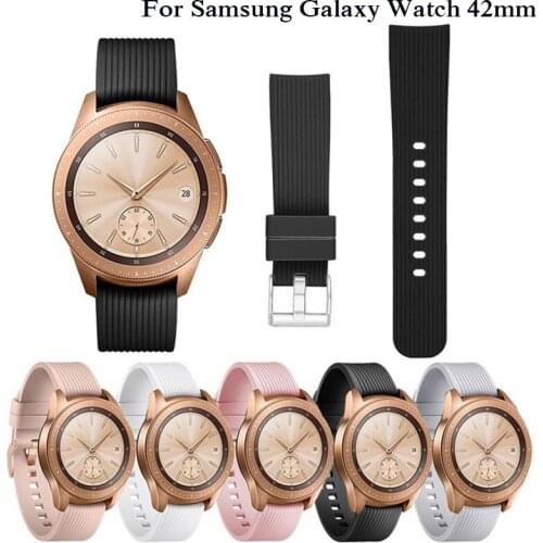 20mm Silicone Strap Suitable For Samsung Galaxy Watch 42mm\Huami\Gear S2 Watches Replacement Strap Stainless Steel Pin Buckle